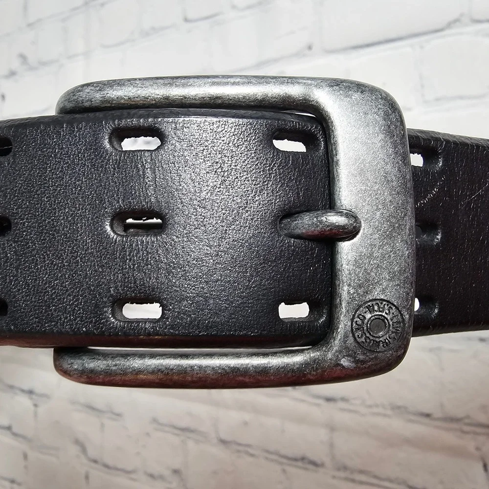 Levis Mens Black Genuine Leather Perforated Belt XL 42-44